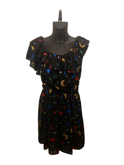 black and white dress with jacket Saint Laurent Black Dress in Silk with Stars and Moon Print (2018) –  Opulence Vintage