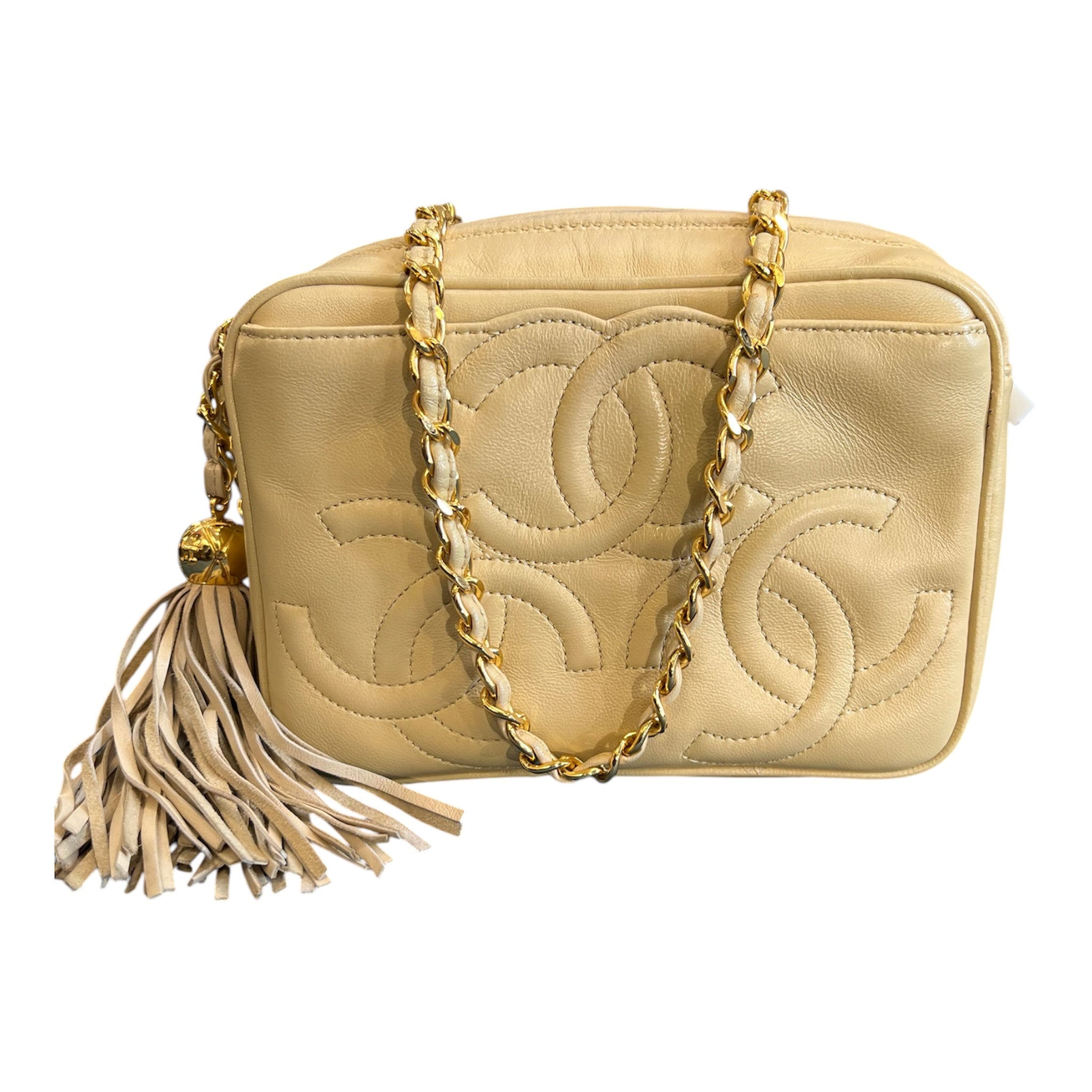 1994 Chanel Triple CC Lambskin Tassel Chain Camera Shoulder Bag