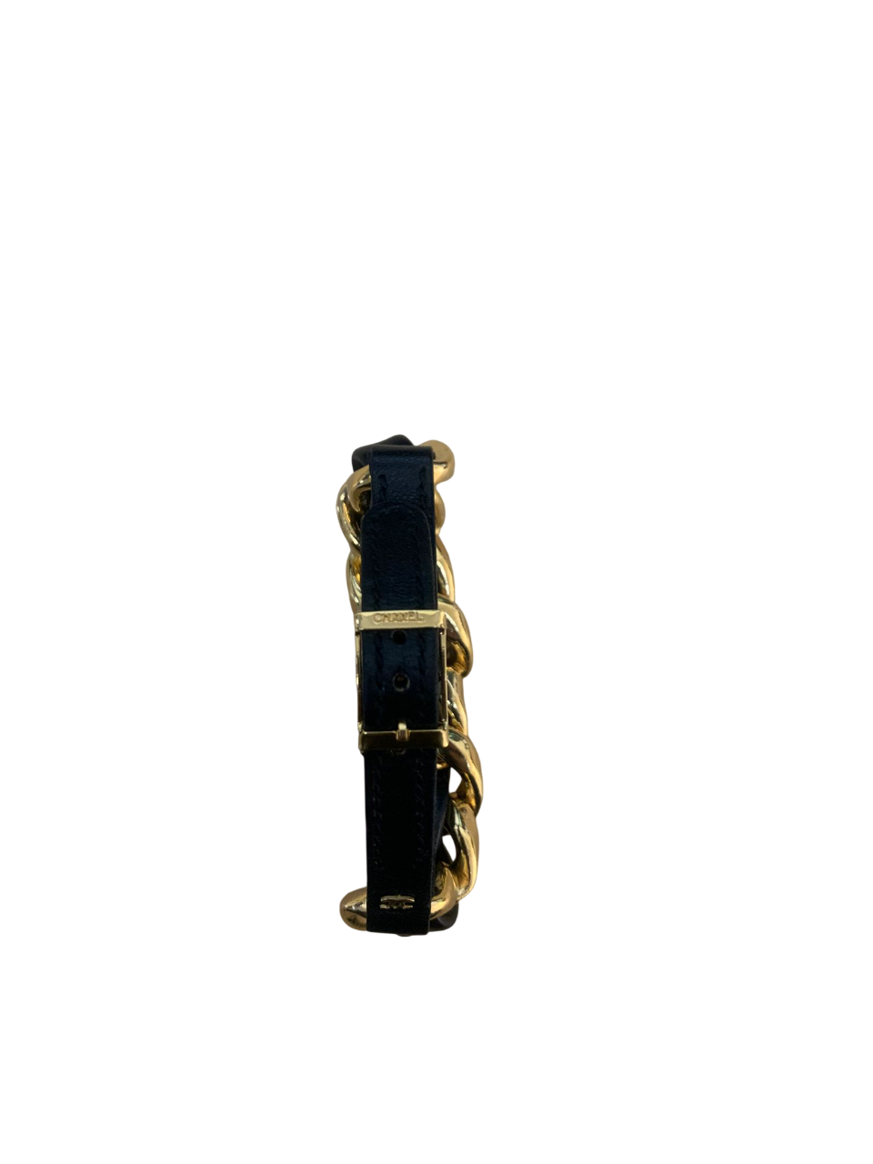 CHANEL Chain and Leather Bracelet in Black