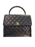 2002 Chanel CC Quilted Caviar Kelly Top Handle Bag