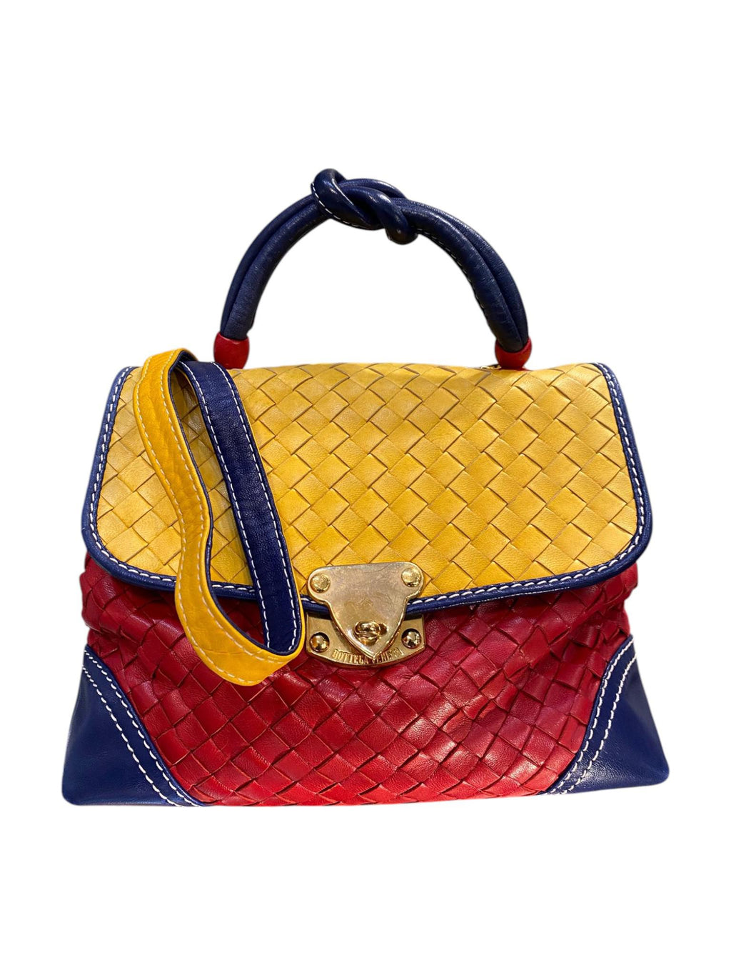 Bottega Venetta Tricolor Nappa Intrecciato Satchel