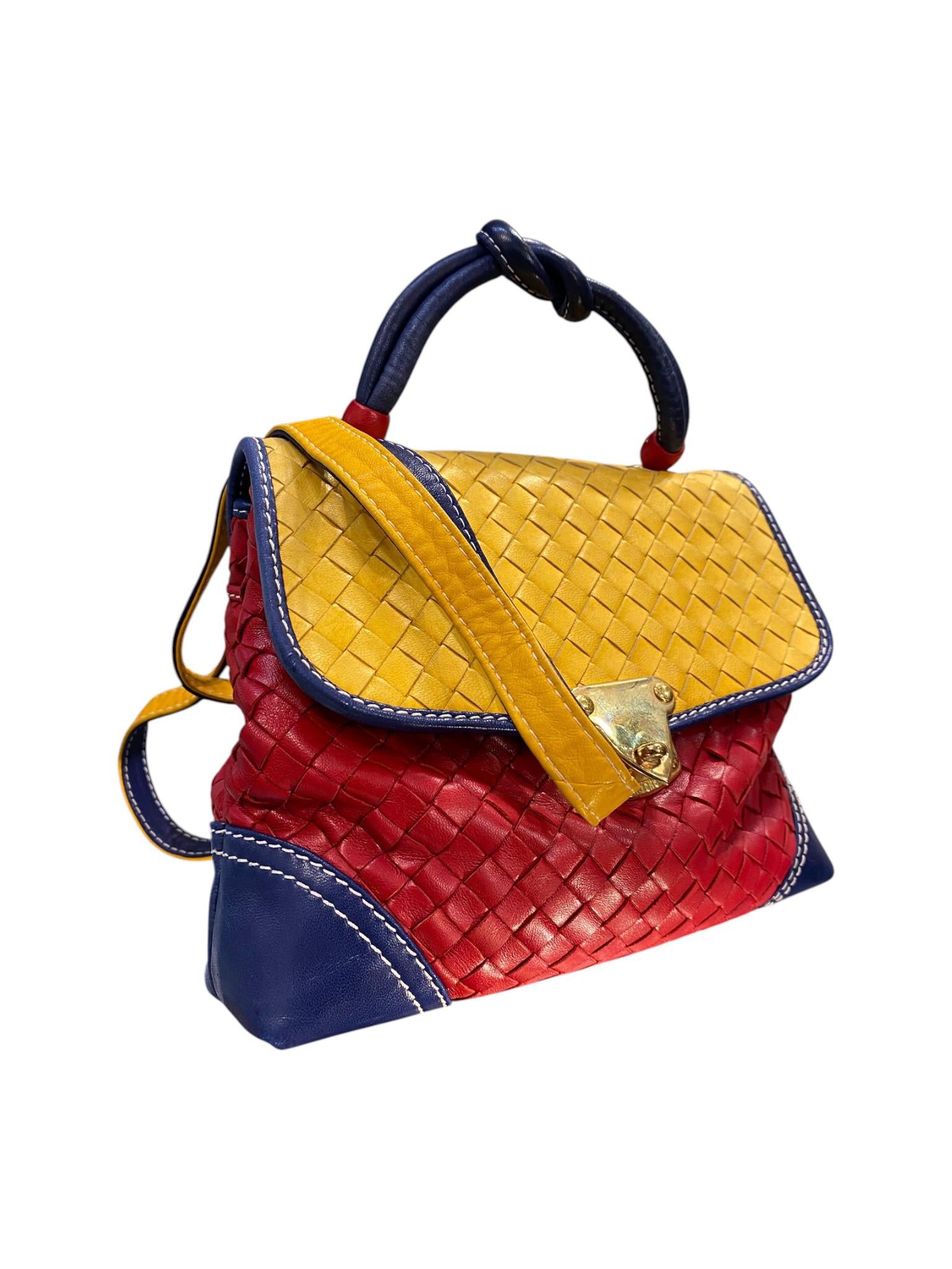 Bottega Venetta Tricolor Nappa Intrecciato Satchel