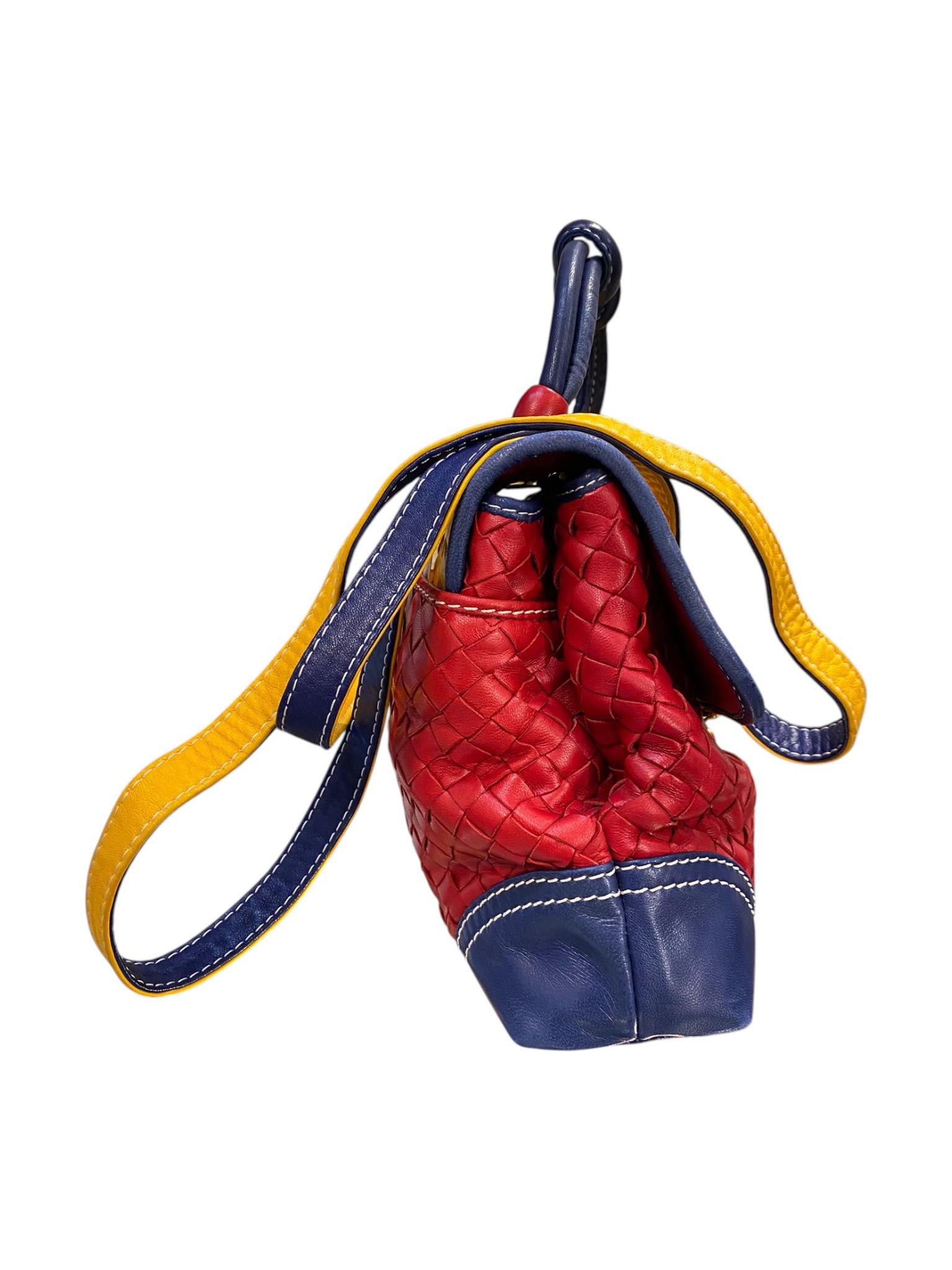 Bottega Venetta Tricolor Nappa Intrecciato Satchel