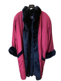 Yves Saint Laurent burgundy and black fur coat