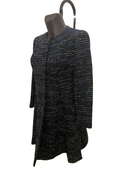 Christian Dior Double-Breasted Collarless Tweed Coat