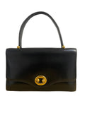 Hermès " Boutonnière" Black Box Leather Top-Handle Bag