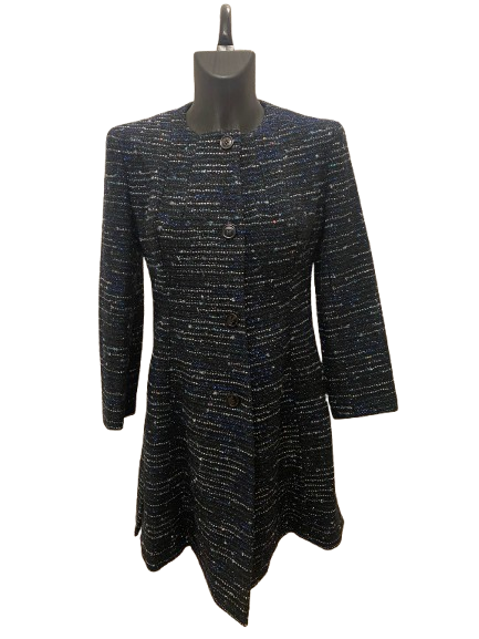 Christian Dior Double-Breasted Collarless Tweed Coat