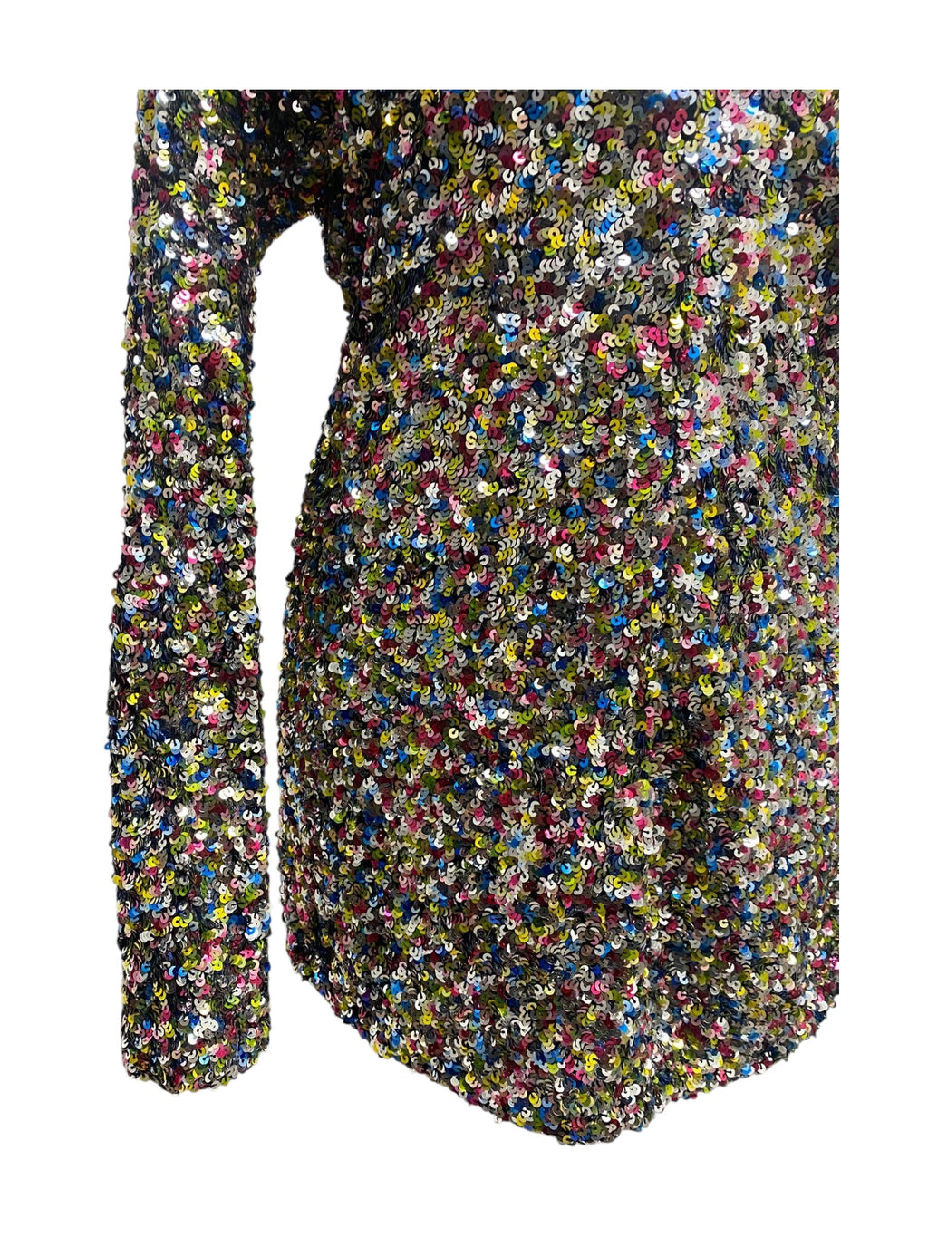 The Attico Multicolor Sequin Dress with V-Neck and Long Sleeves