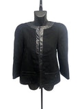 Chanel Black Tweed Leather Jacket 3/4 Sleeve FW2013