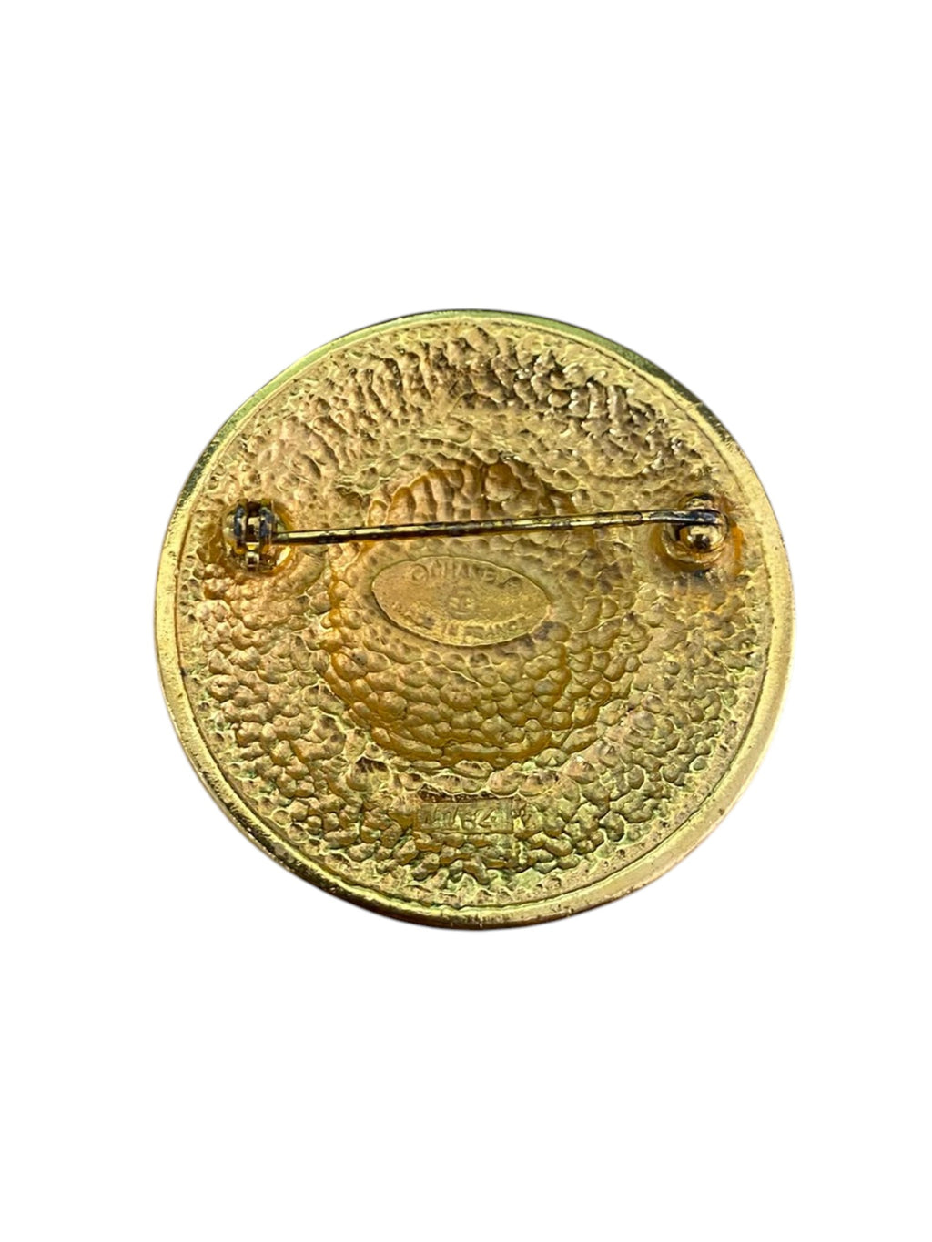 Chanel Round Fantasy Brooch with CC Logo in Gold Plating (1970-1980)
