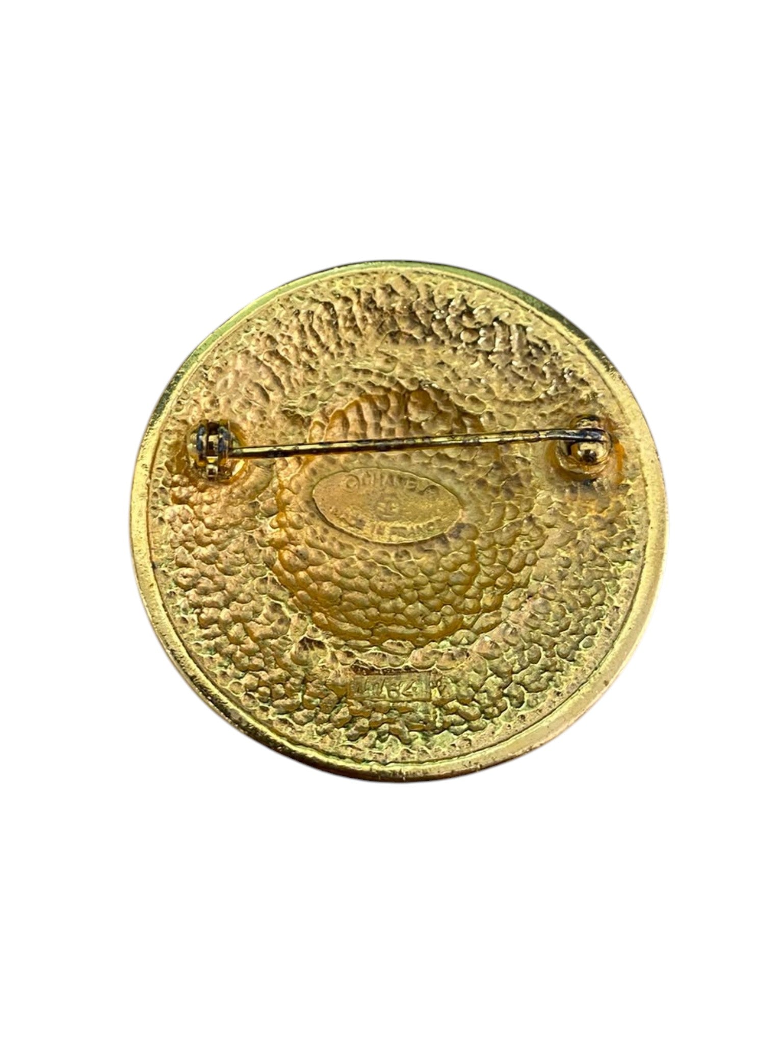 Chanel Round Fantasy Brooch with CC Logo in Gold Plating (1970-1980)