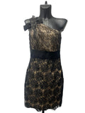 Valentino Black Guipure Lace One-Shoulder Cocktail Dress – Size 10 / IT 42