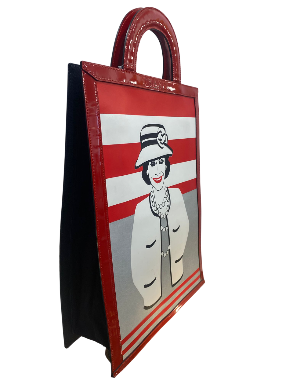 Mademoiselle Lady Coco Enamel Red Top Handle Bag 1999