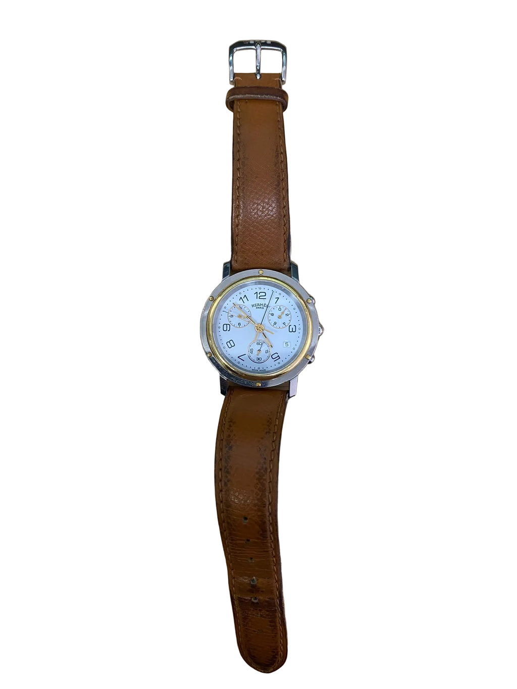 Hermès Clipper Chronograph Two-Tone Watch – White Dial
