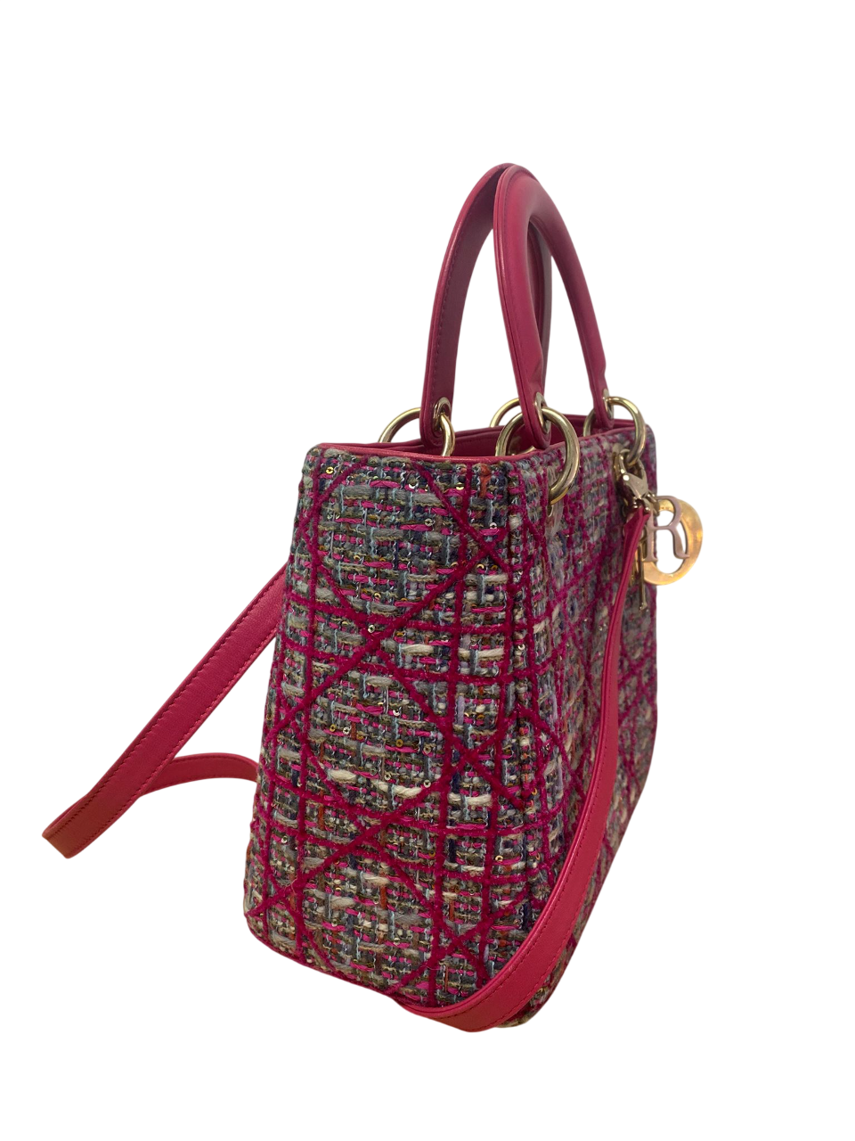 Christian Dior Lady Dior Bag in Pink Cannage Tweed