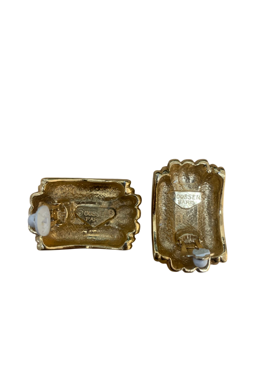 Couture Robert Goossens Paris Square Cut Rock Crystal Earrings