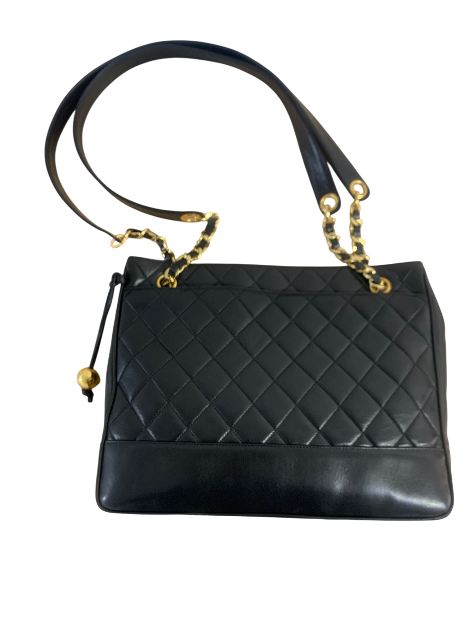 Chanel 1997 Vintage Timeless Lambskin Quilted Shoulder Tote Bag