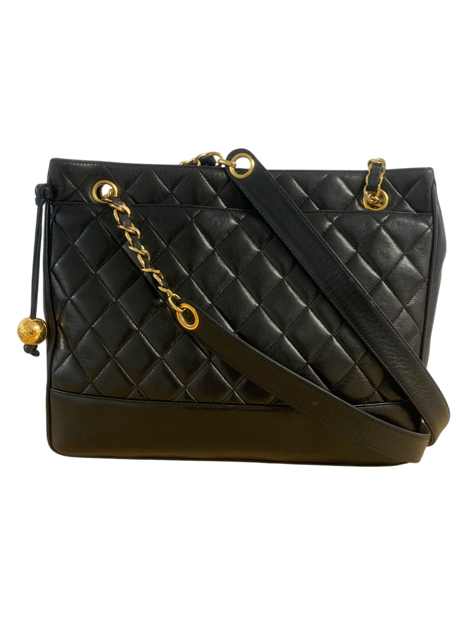 Chanel 1997 Vintage Timeless Lambskin Quilted Shoulder Tote Bag