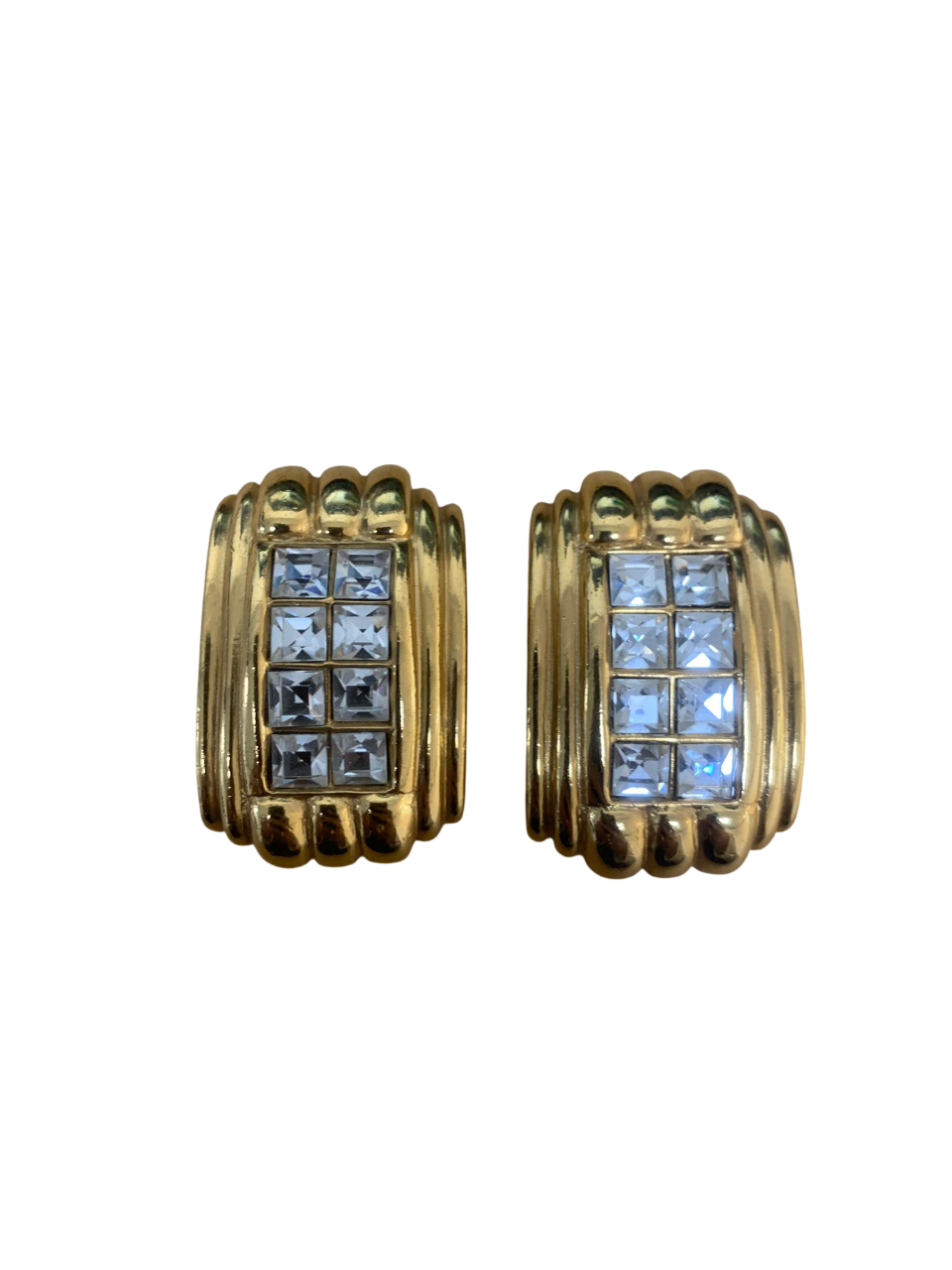 Couture Robert Goossens Paris Square Cut Rock Crystal Earrings