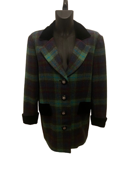 Yves Saint Laurent Green Tartan Coat