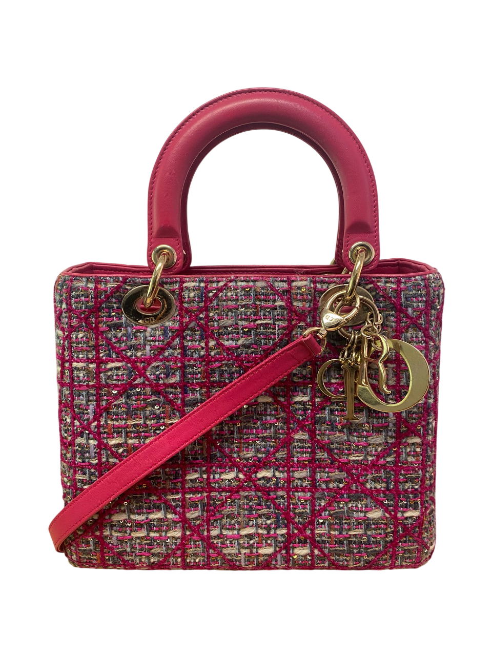 Christian Dior Lady Dior Bag in Pink Cannage Tweed
