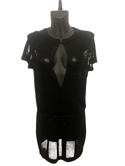 Chanel Sportswear Black Mesh Panel Mini Dress