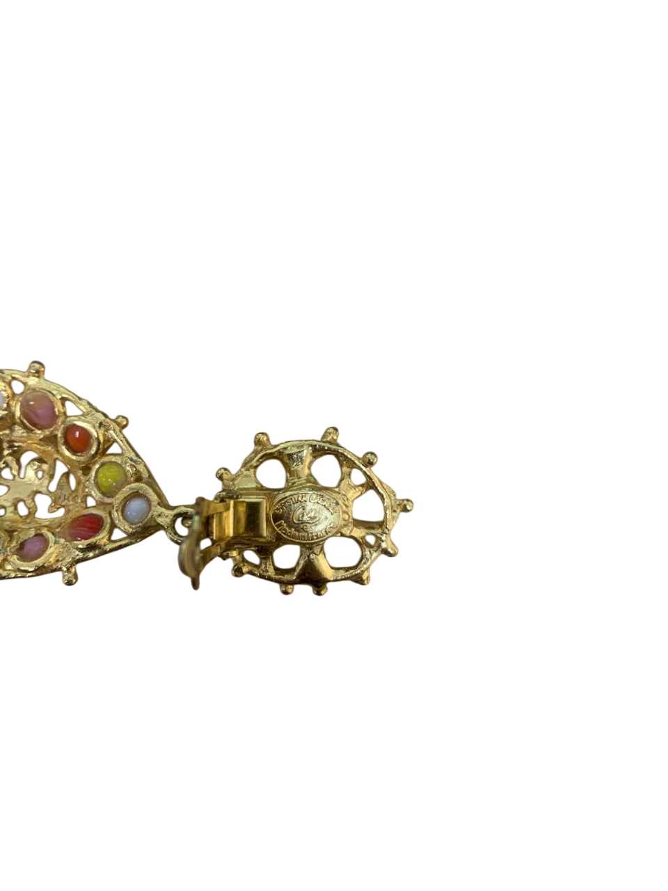 Christian Lacroix Colorful Gripoix Earrings with Logo