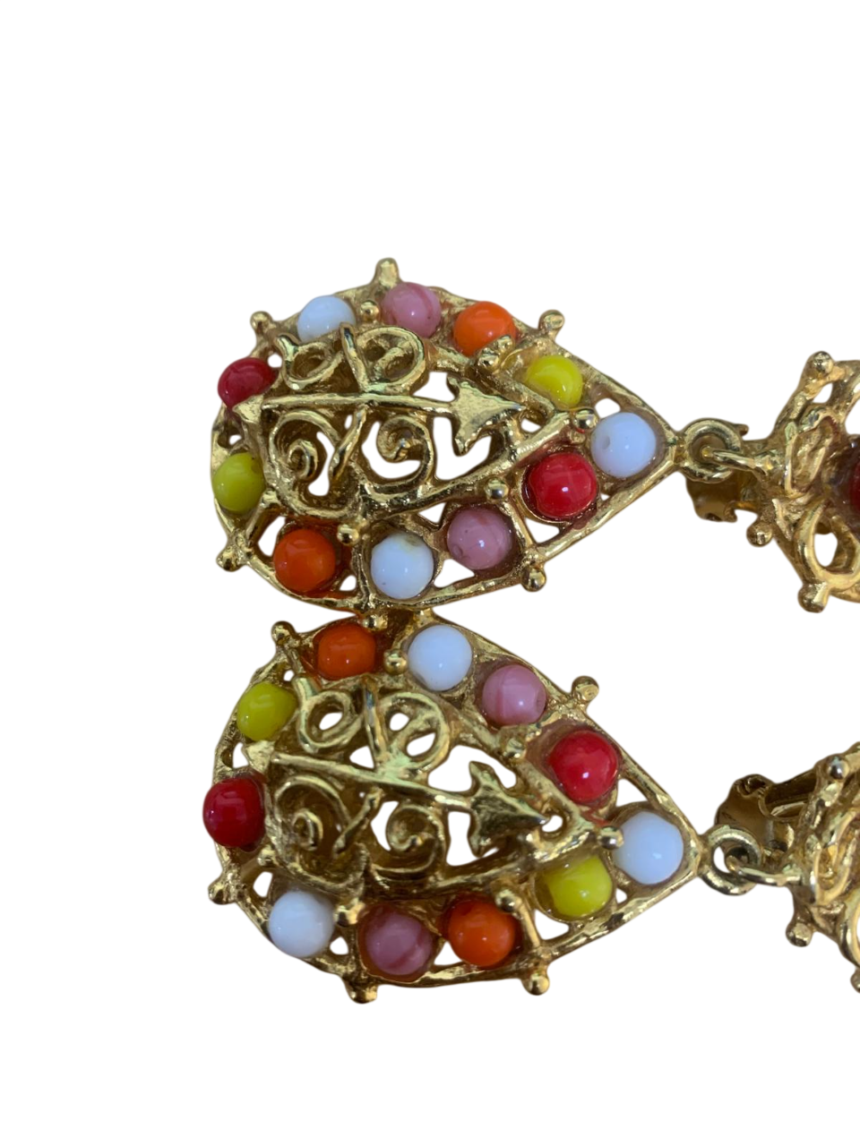 Christian Lacroix Colorful Gripoix Earrings with Logo