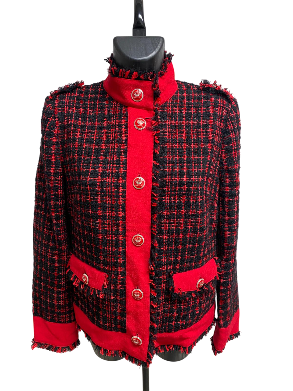 Dolce & Gabbana Bouclé-Tweed Jacket in Bold Red and Black.