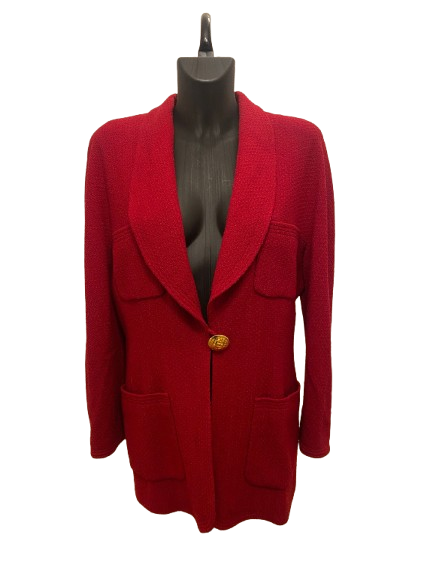 Chanel One Button Red Jacket