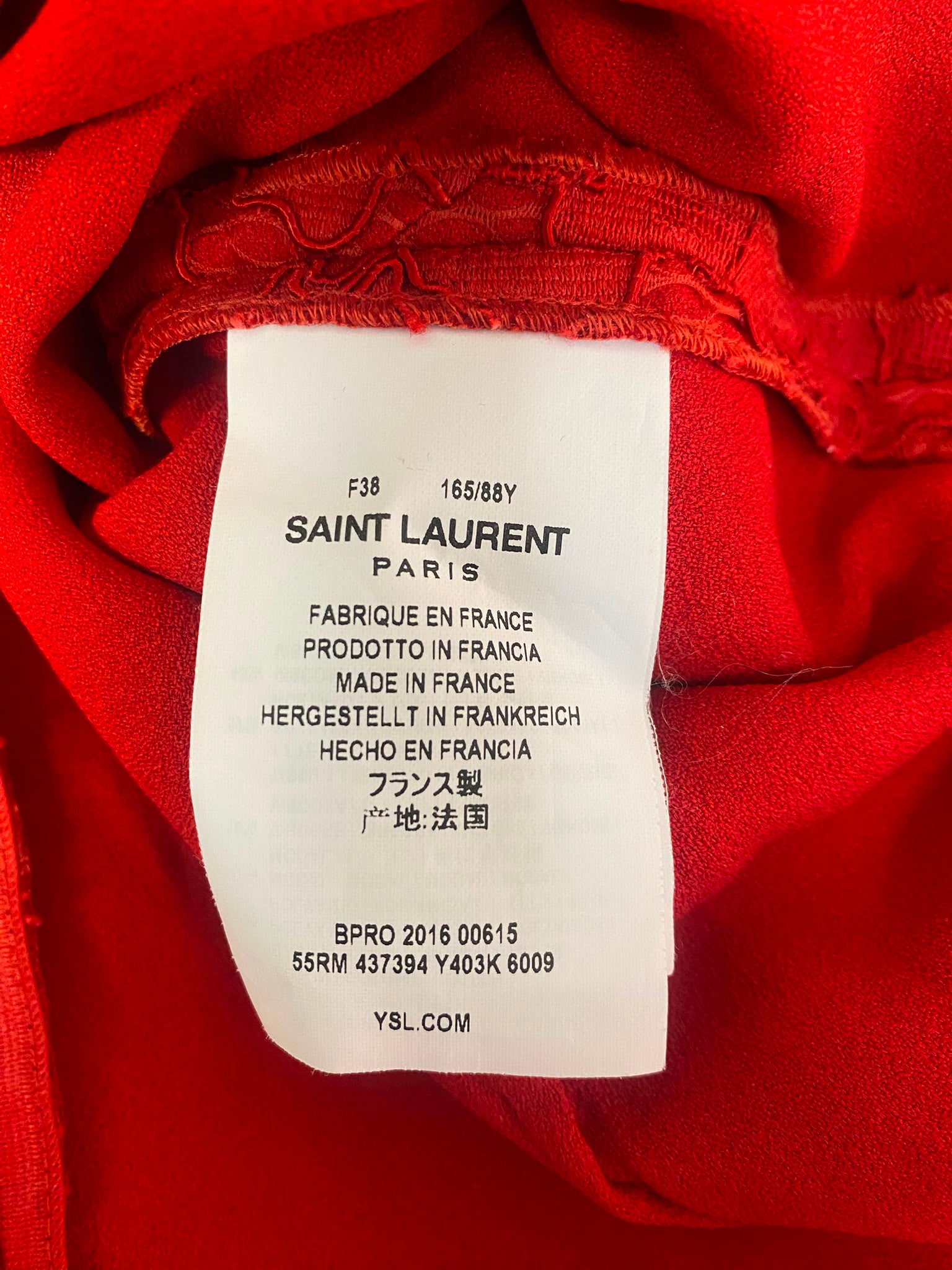 Saint Laurent Red Lace Mini Dress
