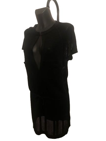 Chanel Sportswear Black Mesh Panel Mini Dress