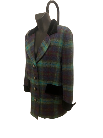 Yves Saint Laurent Green Tartan Coat
