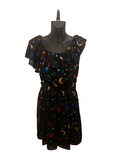 Saint Laurent Black Dress in Silk with Stars and Moon Print (2018)