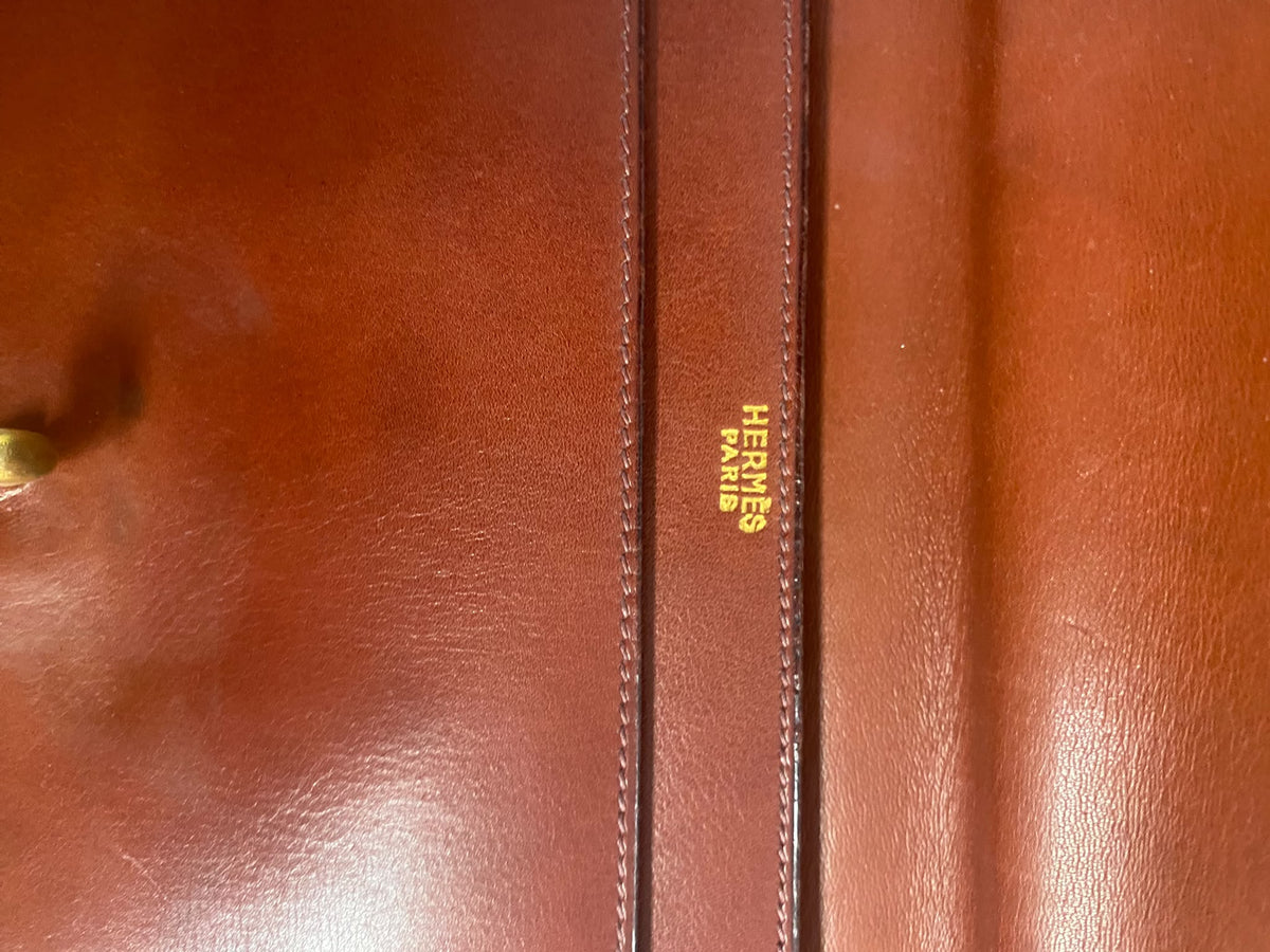 Vintage Hermès Leather Top Handle Bag with Gold Rope Hardware – Brown