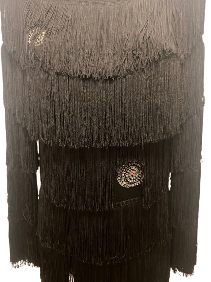 Louis Feraud Black Fringes Long Dress