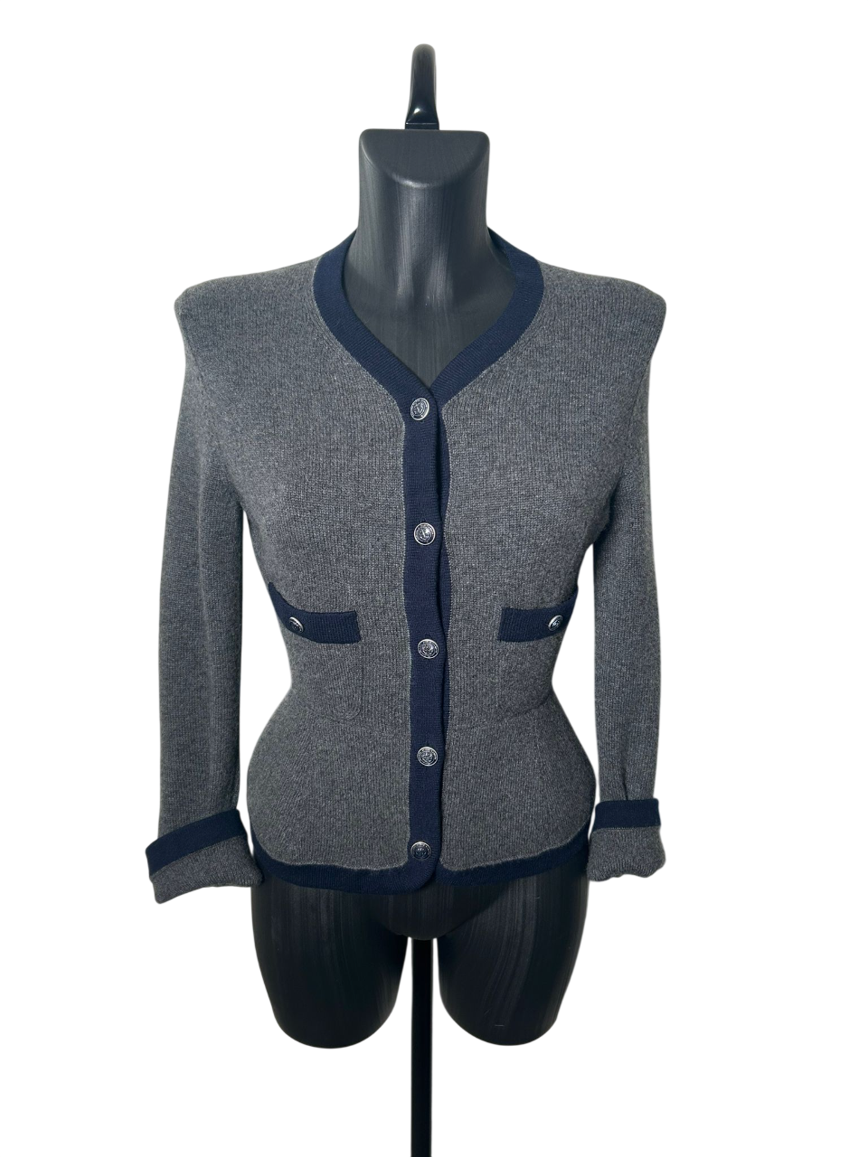 Chanel Grey Wool Cardigan