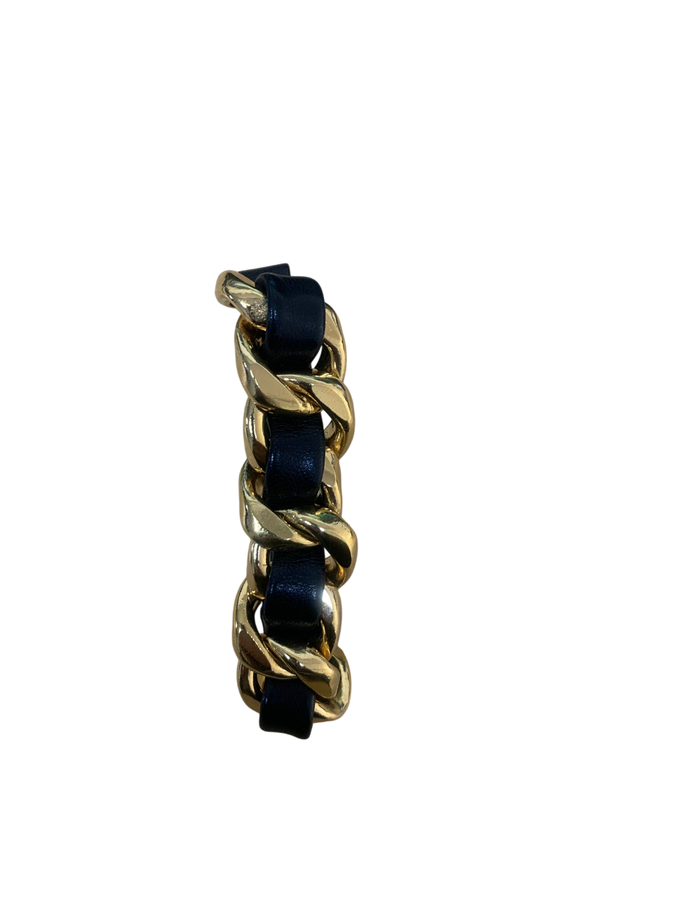 CHANEL Chain and Leather Bracelet in Black