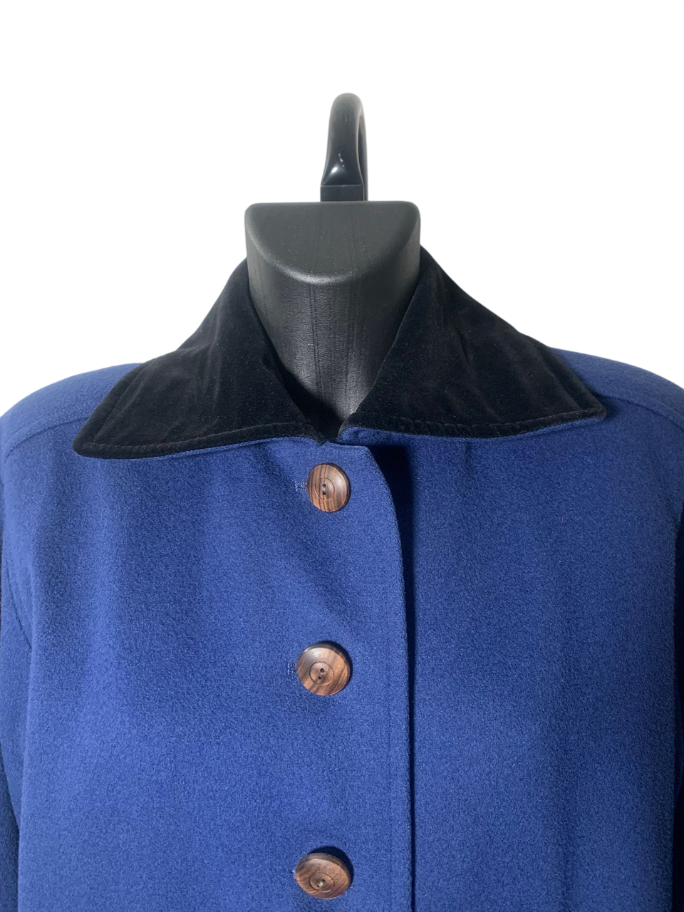 Yves Saint Laurent Blue Coat with Black Velvet Collar