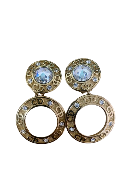 Christian Dior Dangle Earrings with Strass
