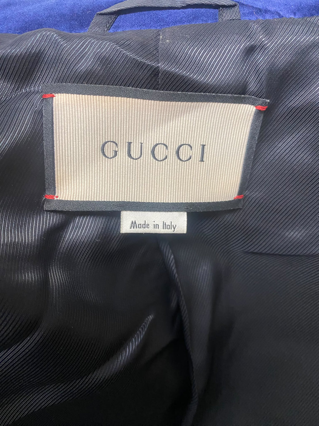 Gucci Blue Velvet Contrast Trim Blazer Jacket – Size 38