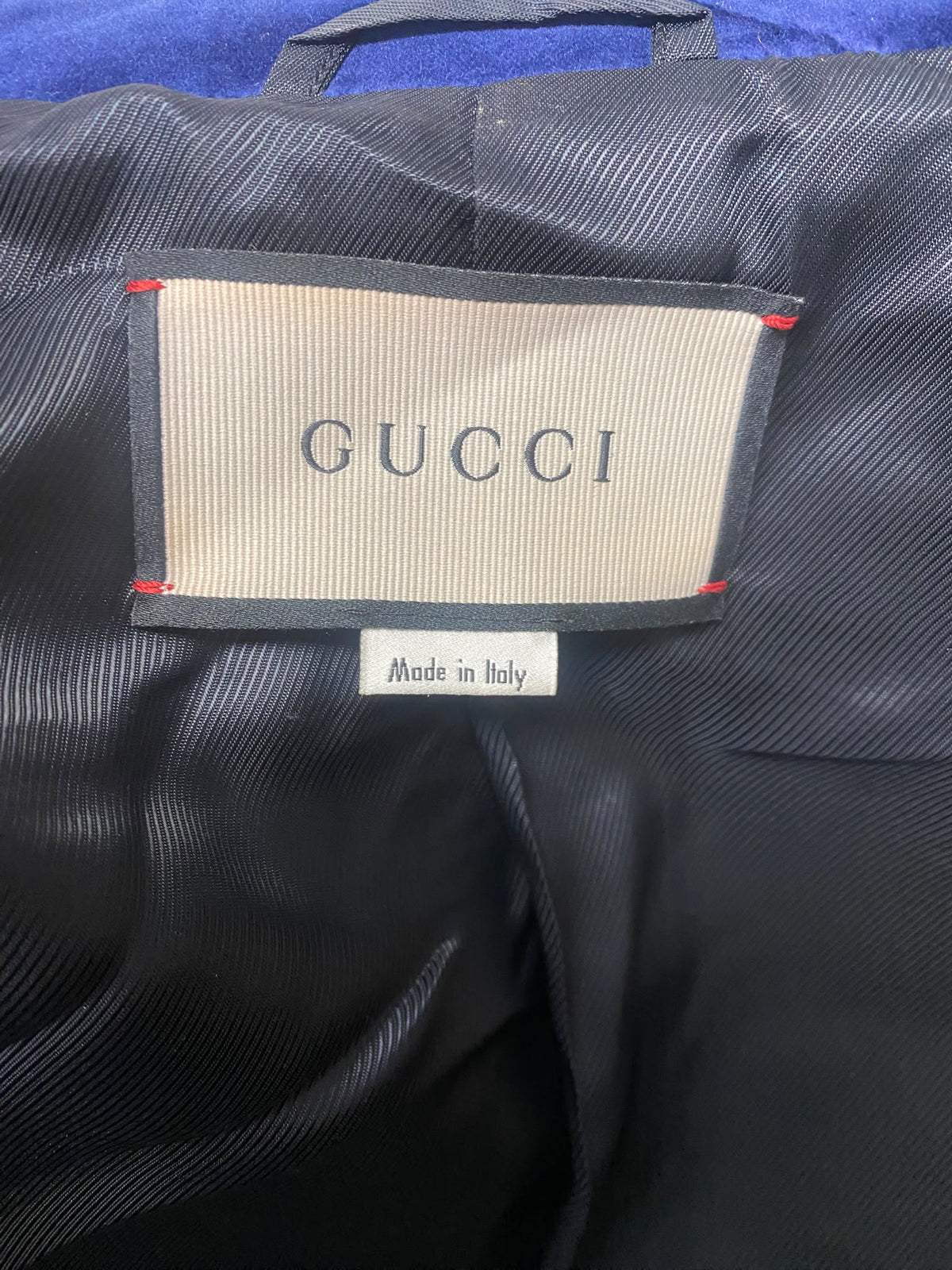 Gucci Blue Velvet Contrast Trim Blazer Jacket – Size 38