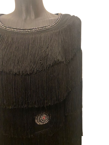 Louis Feraud Black Fringes Long Dress