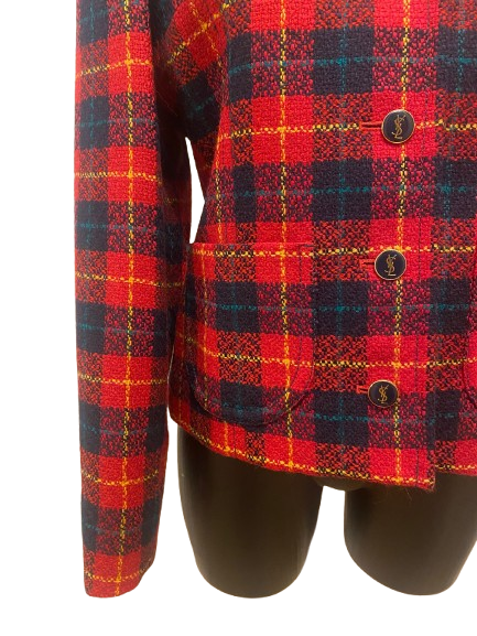 Yves Saint Laurent Red Tartan Coat ('90s)