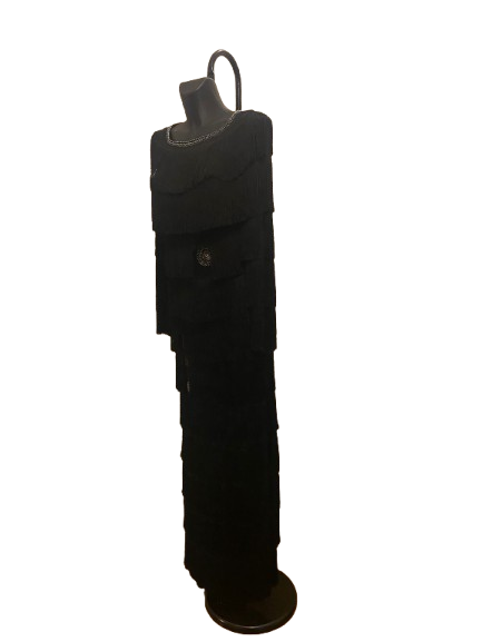 Louis Feraud Black Fringes Long Dress