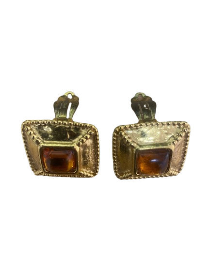 Yves Saint Laurent Clip-on earrings with Amber Stones
