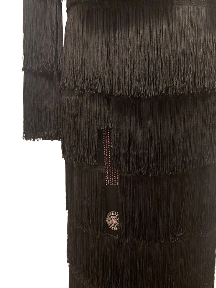 Louis Feraud Black Fringes Long Dress