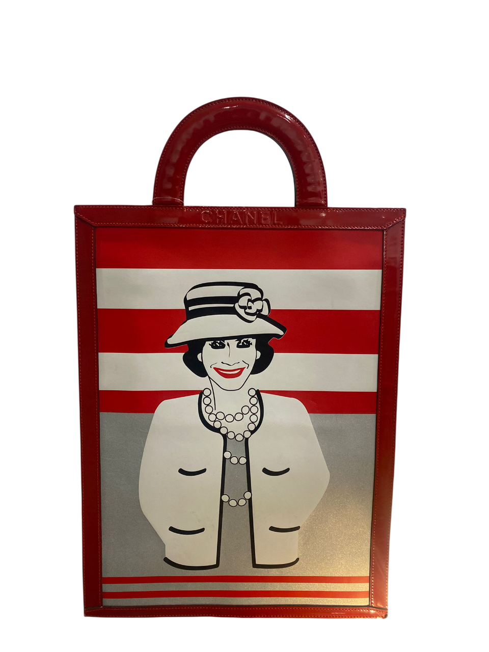 Mademoiselle Lady Coco Enamel Red Top Handle Bag 1999