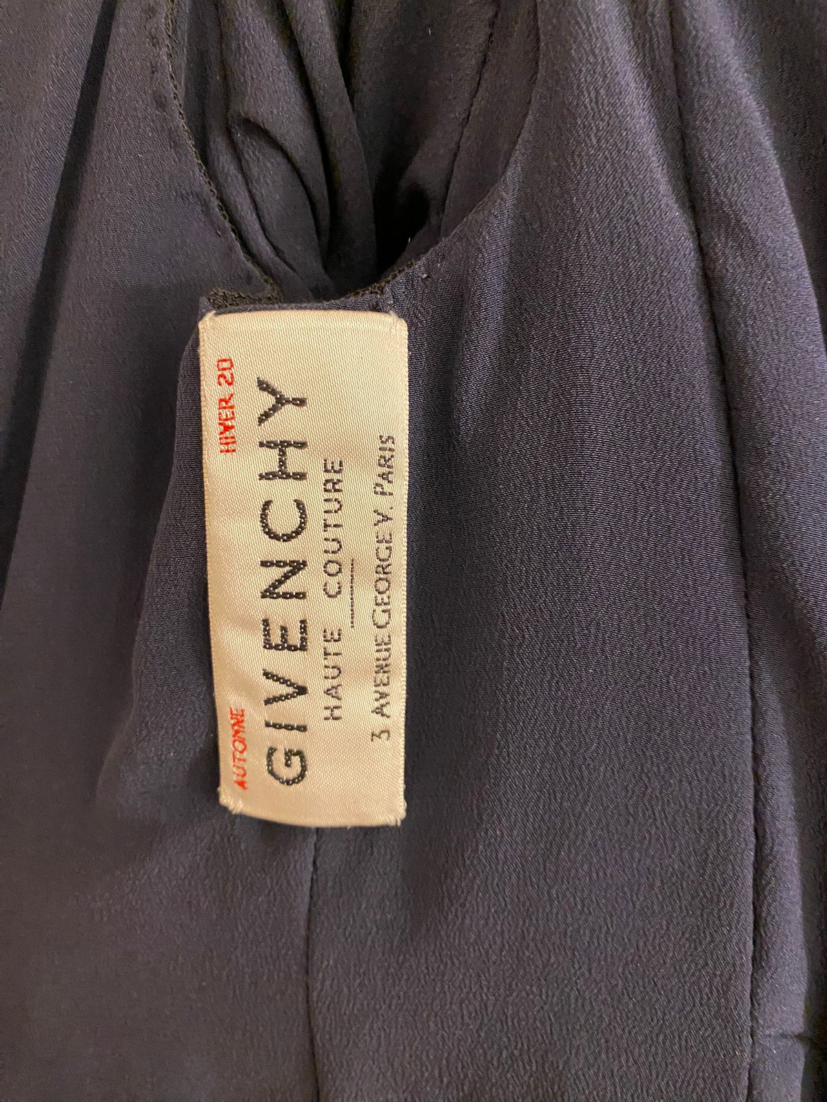 Givenchy Haute Couture Velvet and Silk Navy Dress FW2020