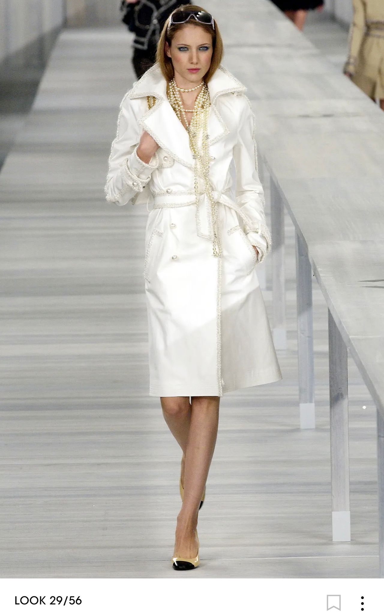 Chanel Cream Trech with Pearls like buttons (S/S2004) by Karl Lagerfeld